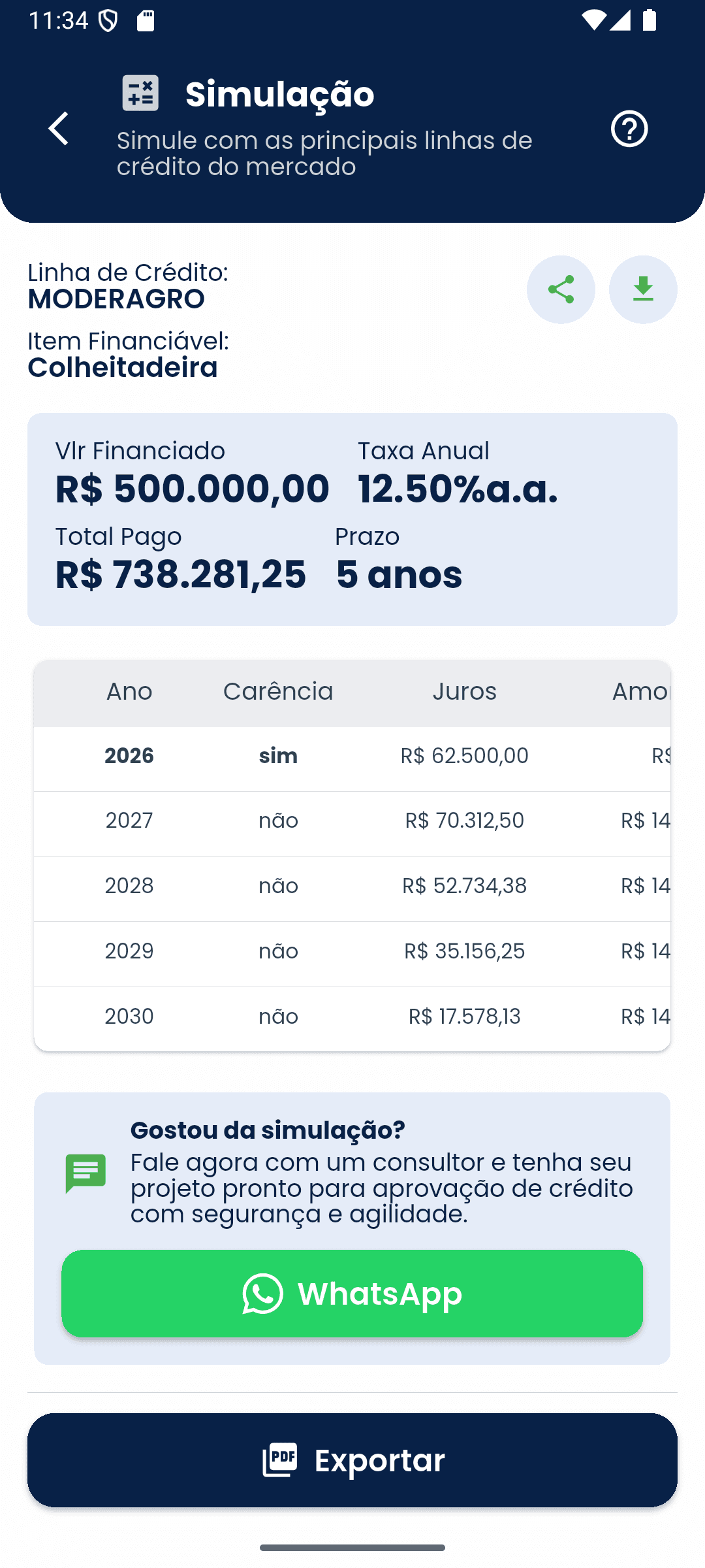 Simulação de Financiamentos Mockup 1